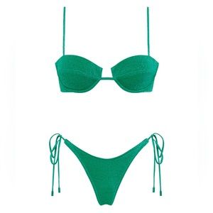 TRIANGL Mala Jaded Sparkle Green Bikini Set SMALL NEW